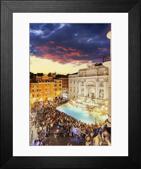 Framed Print : Italy, Rome, elevated view by night of Trevi fountain by Bernini by night