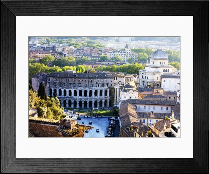 Framed Print : Italy, Rome, Roman Forum and Marcello theatre at sunset