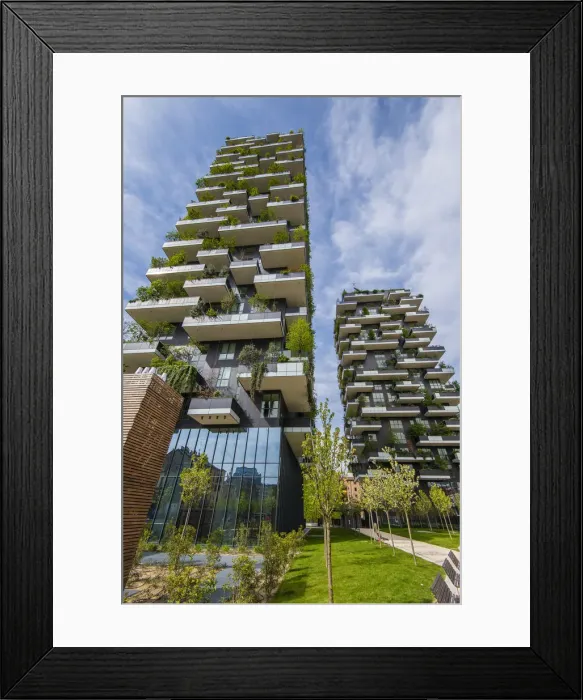 Framed Print : Bosco Verticale or Vertical Forest residential towers located in Porta Nuova district Framed Print : Bosco Verticale or Vertical Forest residential towers located in Porta Nuova district