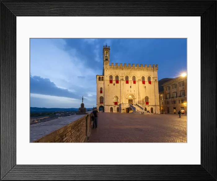 Framed Print : Gubbio, Umbria, Italy. Piazza Grande at dusk Framed Print : Gubbio, Umbria, Italy. Piazza Grande at dusk