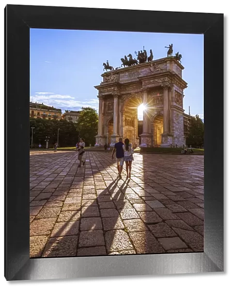 Milan, Lombardy, Italy. Arch of Peace at sunset