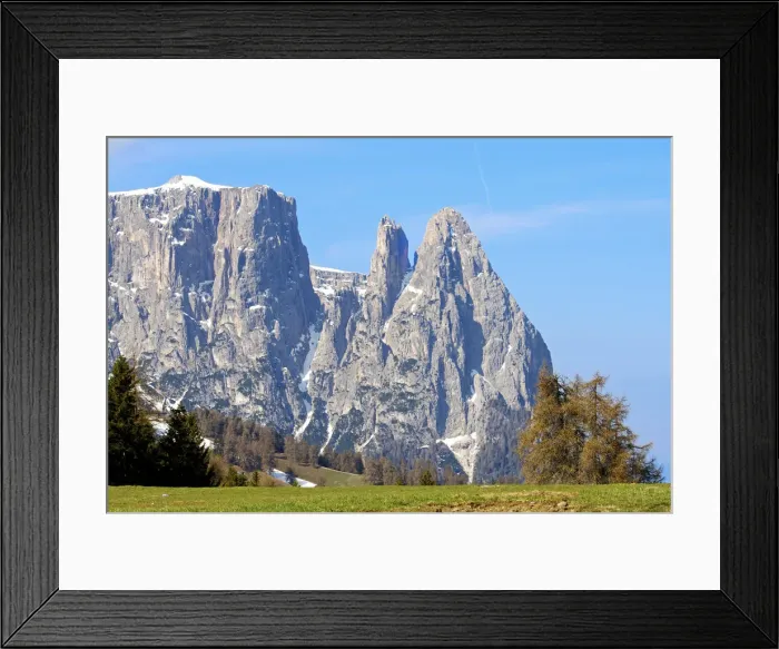 Framed Print : Siusi, Trentino Alto Adige, Italy. Scenic landscape of the Dolomities Alps in spring Framed Print : Siusi, Trentino Alto Adige, Italy. Scenic landscape of the Dolomities Alps in spring