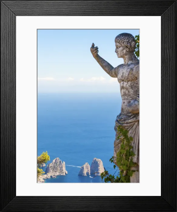 Framed Print : Capri island, Naples, Italy. Aerial view of Faragliioni and blue sea from Anacapri Framed Print : Capri island, Naples, Italy. Aerial view of Faragliioni and blue sea from Anacapri