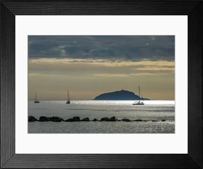 Framed Print : Europe, Italy, the gulf of La Spezia. Sailing boat at sunset Framed Print : Europe, Italy, the gulf of La Spezia. Sailing boat at sunset