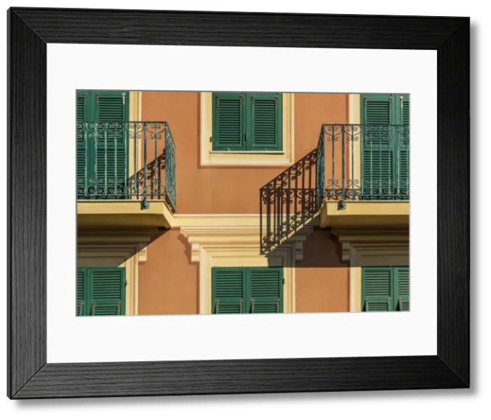 Framed Print : Europe, Italy, Liguria, Bonassola. A typical ligurian house facade