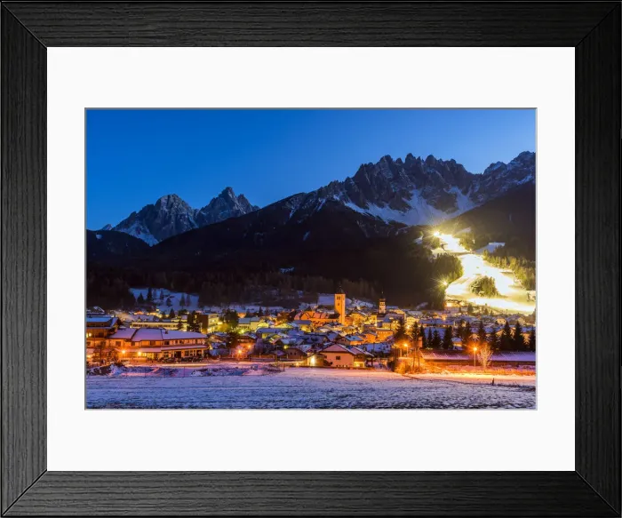 Framed Print : Winter view at dusk over Innichen - San Candido, Alto Adige - South Tyrol, Italy