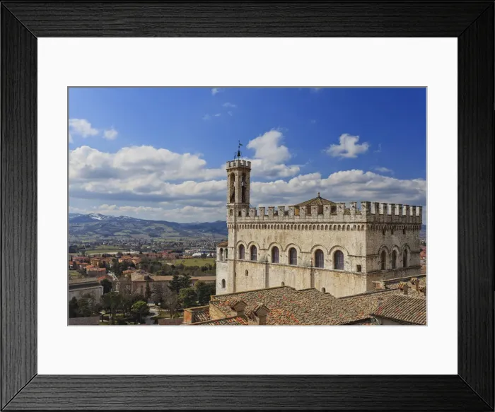 Framed Print : Italy, Umbria, Perugia district, Gubbio, View of the city and Palazzo dei Consoli Framed Print : Italy, Umbria, Perugia district, Gubbio, View of the city and Palazzo dei Consoli