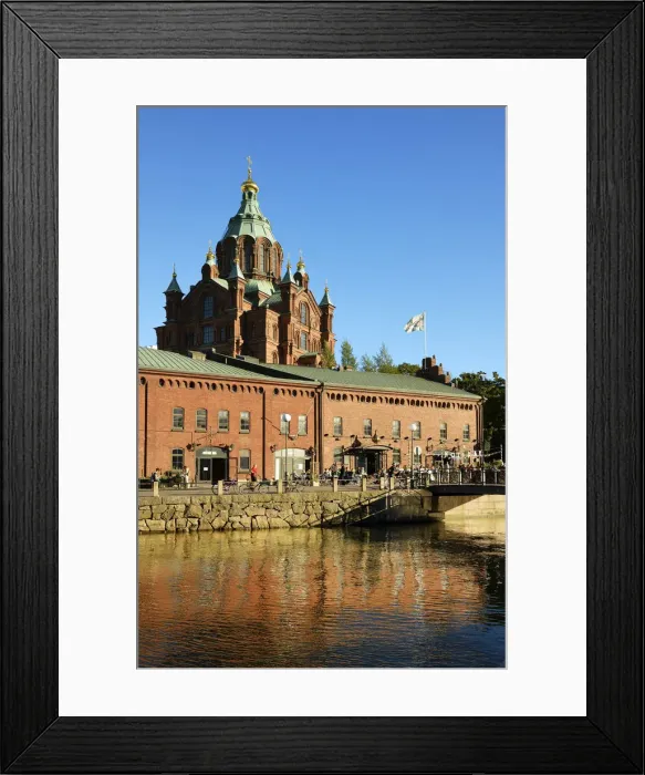 Framed Print : Uspenski Orthodox Cathedral near the bars and restaurants in Kanavaranta quay. Helsinki Framed Print : Uspenski Orthodox Cathedral near the bars and restaurants in Kanavaranta quay. Helsinki