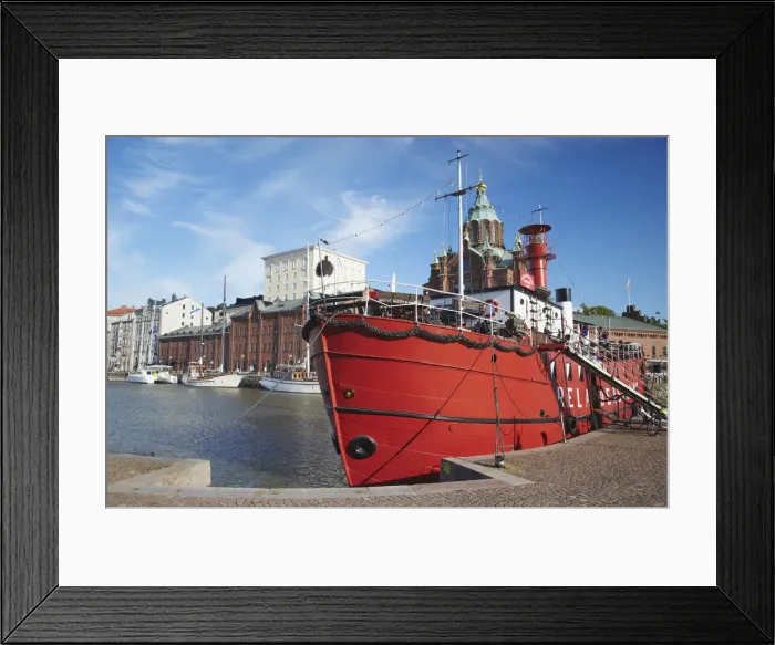 Framed Print : Relanders Grund Restaurant Boat in front of Uspenski Cathedral, Helsinki, Finland Framed Print : Relanders Grund Restaurant Boat in front of Uspenski Cathedral, Helsinki, Finland
