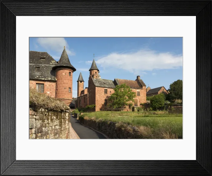 Framed Print : France, Correze, Limousin, Collonges-la-Rouge, Castel de Vassinhac and Church of St Framed Print : France, Correze, Limousin, Collonges-la-Rouge, Castel de Vassinhac and Church of St