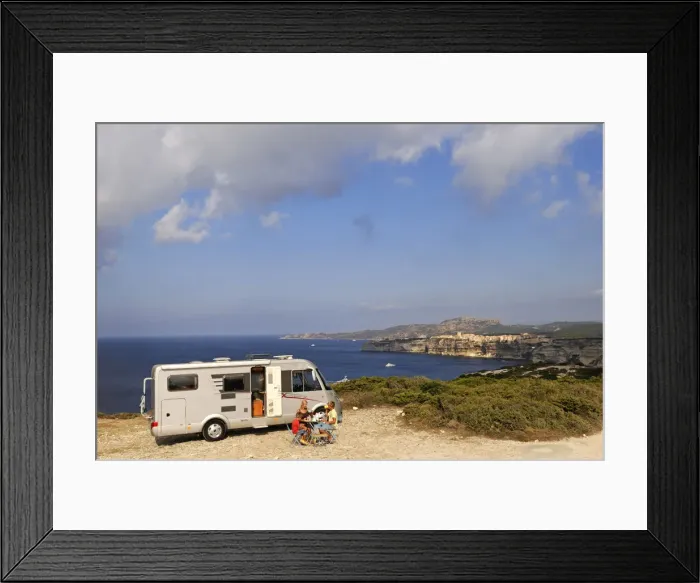 Framed Print : Motorhome, Punta Rossa, Golf de Santa Manza, Corsica, France Framed Print : Motorhome, Punta Rossa, Golf de Santa Manza, Corsica, France