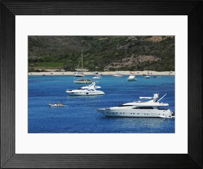 Framed Print : Yachts, Golf di Rondinara, Corsica, France