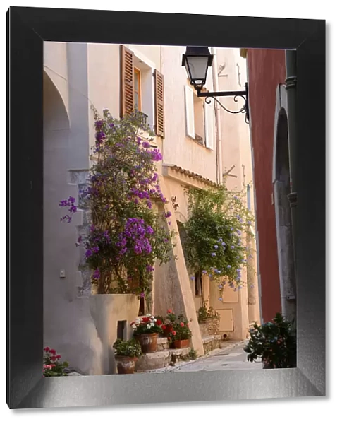 A pretty street in Roquebrune Village, Cote D azur, France, Europe