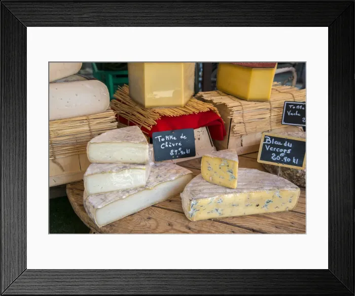 Framed Print : Local cheeses on sale at the market, Saint-Remy-de-Provence, Provence, France Framed Print : Local cheeses on sale at the market, Saint-Remy-de-Provence, Provence, France