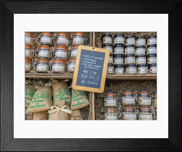 Framed Print : Local food specialities on sale in a gastronomy shop, L Isle-sur-la-Sorgue Framed Print : Local food specialities on sale in a gastronomy shop, L Isle-sur-la-Sorgue