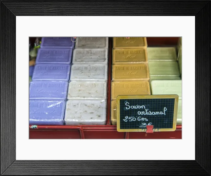 Framed Print : Colorful Marseille soap bars on sale at the market in Saint-Remy-de-Provence, Provence Framed Print : Colorful Marseille soap bars on sale at the market in Saint-Remy-de-Provence, Provence