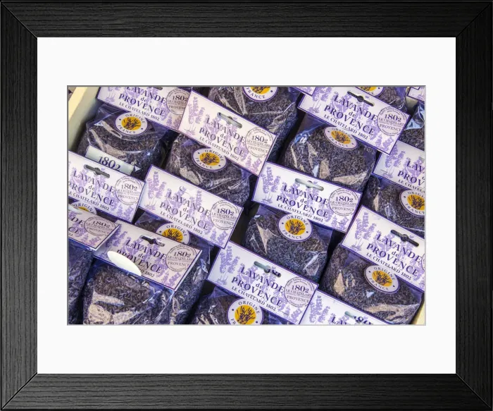 Framed Print : Lavender sachets on sale in a shop, LaaIsle-sur-la-Sorgue, Provence, France