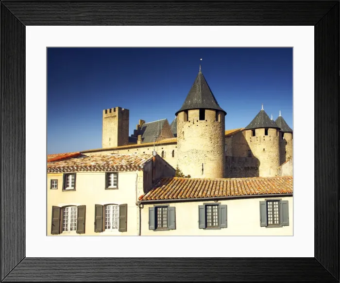 Framed Print : Medieval Towers, Carcassonne, Languedoc, France Framed Print : Medieval Towers, Carcassonne, Languedoc, France