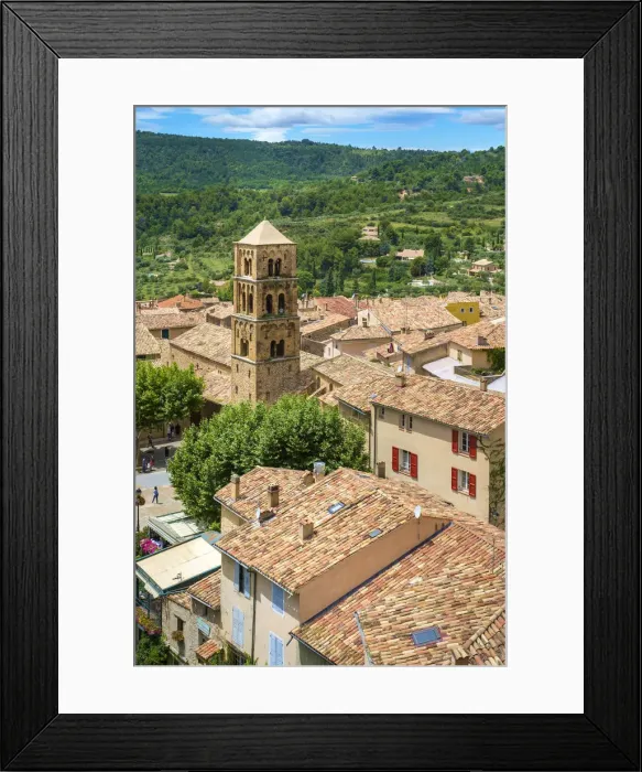 Framed Print : High angle view of town of Moustiers-Sainte-Marie, Alpes-de-Haute-Provence Framed Print : High angle view of town of Moustiers-Sainte-Marie, Alpes-de-Haute-Provence