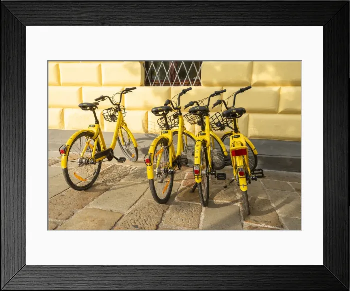Framed Print : Rental bicycles at Milan, Lombardy, Italy Framed Print : Rental bicycles at Milan, Lombardy, Italy