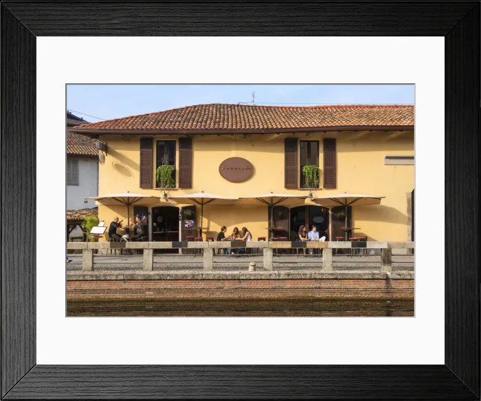 Framed Print : Restaurant at Naviglio Grande, Milan, Lombardy, Italy Framed Print : Restaurant at Naviglio Grande, Milan, Lombardy, Italy