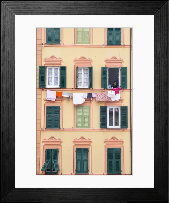 Framed Print : Ligurian house facade, Camogli, Liguria, Italy Framed Print : Ligurian house facade, Camogli, Liguria, Italy
