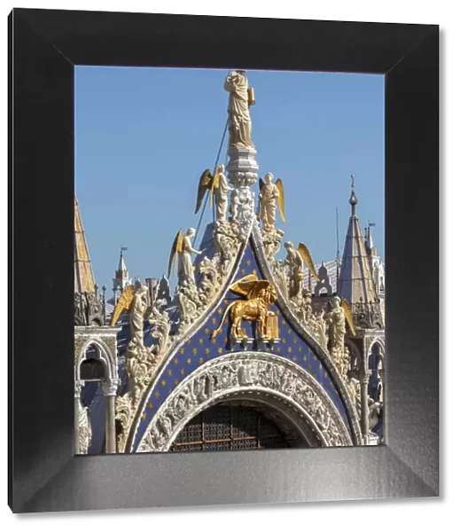 Ornate details on Basilica San Marco, St Marks Square, Venice, Veneto, Italy