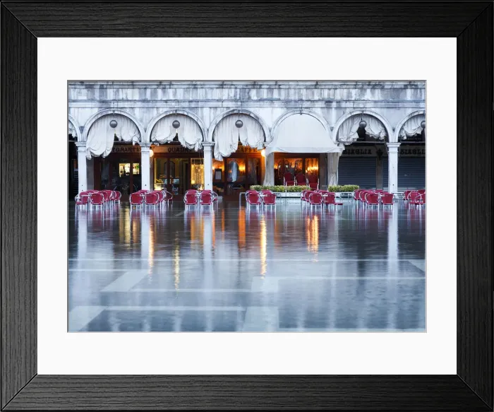 Framed Print : Caffa Quadri reflected in high tide water (Acqua alta), Venice, Veneto, Italy, Europe Framed Print : Caffa Quadri reflected in high tide water (Acqua alta), Venice, Veneto, Italy, Europe
