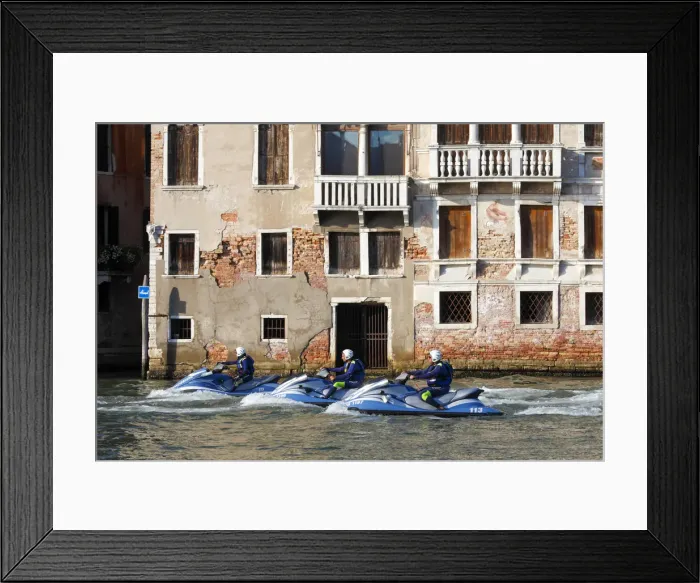 Framed Print : Police on jetski, Canal Grande, Venice, Veneto, Italy, Europe Framed Print : Police on jetski, Canal Grande, Venice, Veneto, Italy, Europe