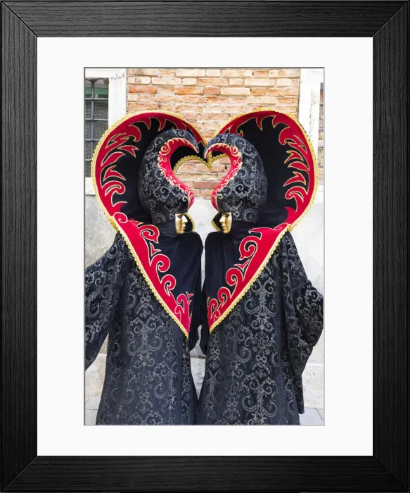 Framed Print : Heart-shaped costumes at the Venice Carnival, Venice, Italy Framed Print : Heart-shaped costumes at the Venice Carnival, Venice, Italy