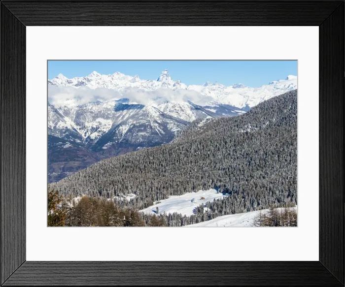 Framed Print : Views from Pila ski resort, Aosta Valley, Italy Framed Print : Views from Pila ski resort, Aosta Valley, Italy