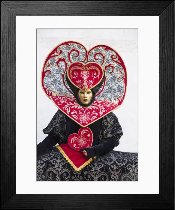 Framed Print : Heart-shaped costume at the Venice Carnival, Venice, Italy Framed Print : Heart-shaped costume at the Venice Carnival, Venice, Italy