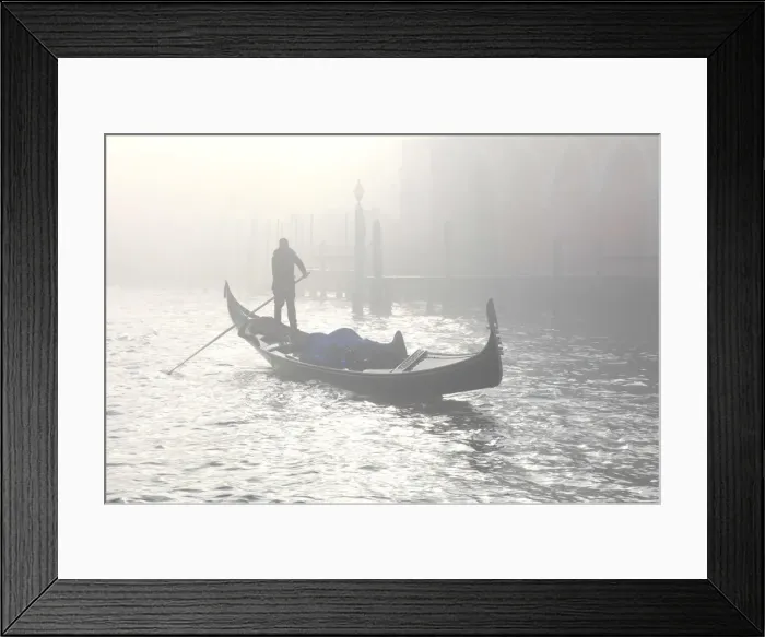Framed Print : Gondola across the Grand Canal due to fog, Venice, Veneto, Italy Framed Print : Gondola across the Grand Canal due to fog, Venice, Veneto, Italy