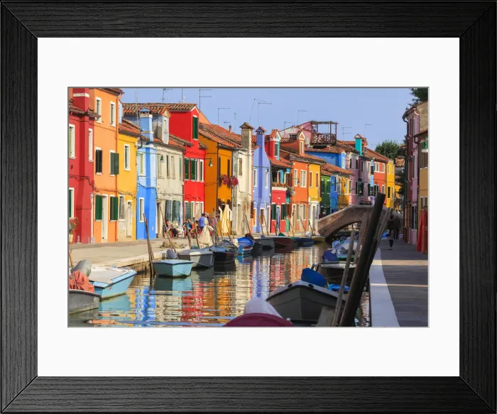 Framed Print : Colored Houses on the Waterfront on the Island of Burano, Venice, Italy Framed Print : Colored Houses on the Waterfront on the Island of Burano, Venice, Italy