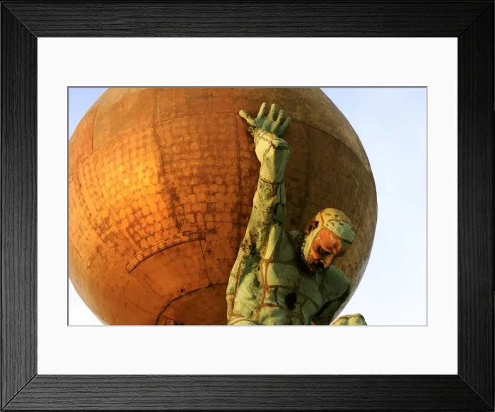 Framed Print : An Atlas Hold a Golden Ball Upon Which Giuseppe Benonis Fortune Stands, Venice