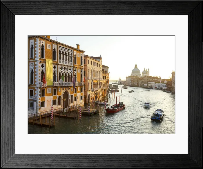 Framed Print : Grand Canal with Palazzo Cavalli Franchetti at left and Santa Maria della Salute Church Framed Print : Grand Canal with Palazzo Cavalli Franchetti at left and Santa Maria della Salute Church