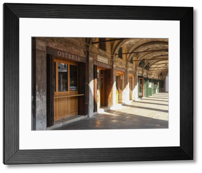 Framed Print : Historic Financial District Banco Giro; Rialto, Venice, Italy