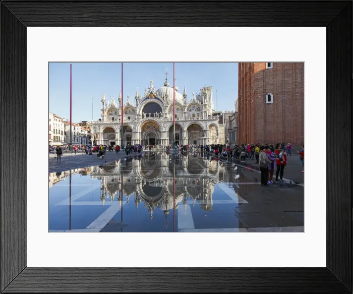 Framed Print : The St Marks Basilica reflected in high tide water (Acqua alta), Venice, Veneto Framed Print : The St Marks Basilica reflected in high tide water (Acqua alta), Venice, Veneto