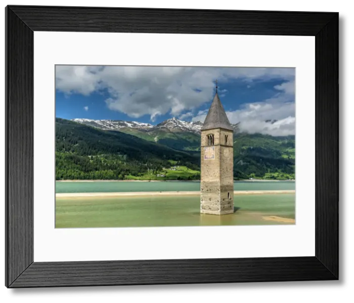 Framed Print : In 1950 the old village of Curon Venosta - Graun im Vinschgau, Trentino Alto Adige Framed Print : In 1950 the old village of Curon Venosta - Graun im Vinschgau, Trentino Alto Adige