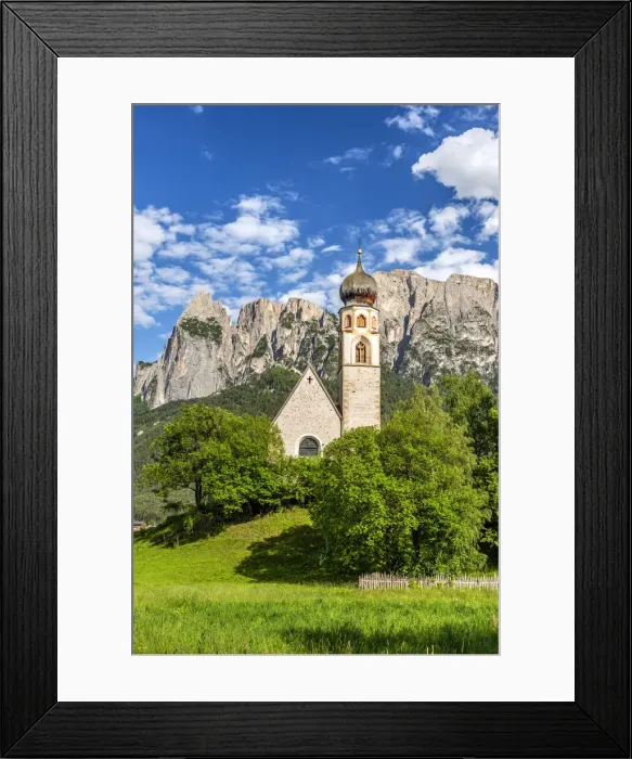 Framed Print : St. Konstantin church, Fie allo Sciliar - Vols am Schlern, Trentino Alto Adige - South Framed Print : St. Konstantin church, Fie allo Sciliar - Vols am Schlern, Trentino Alto Adige - South