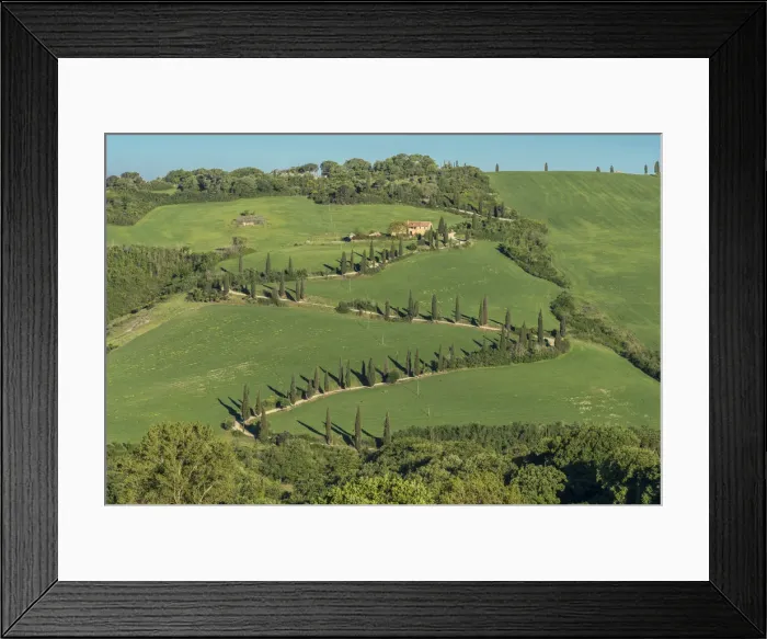 Framed Print : europe, Italy, Tuscany. The famous winding road of la Foce Framed Print : europe, Italy, Tuscany. The famous winding road of la Foce