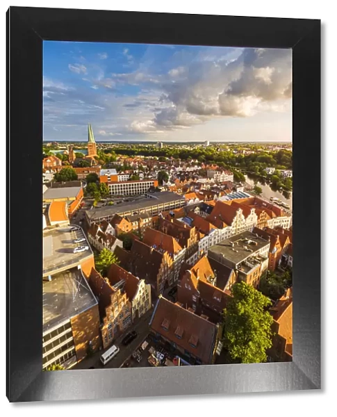 LAobeck, Baltic coast, Schleswig-Holstein, Germany. High angle view over the old town