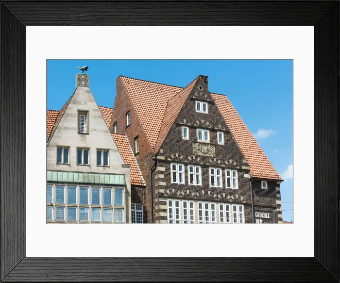 Framed Print : Bremen, Bremen State, Germany. Details of the historical buildings in Marktplatz Framed Print : Bremen, Bremen State, Germany. Details of the historical buildings in Marktplatz