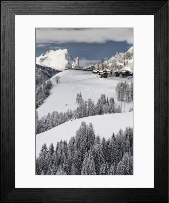 Framed Print : Italy, Veneto, Dolomites, Colle di Santa Lucia in the snow Framed Print : Italy, Veneto, Dolomites, Colle di Santa Lucia in the snow