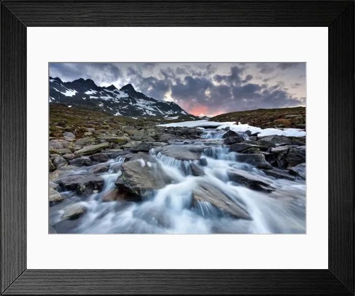 Framed Print : Italy, Italian Alps, Lombardy, Mount Gavia and stream Framed Print : Italy, Italian Alps, Lombardy, Mount Gavia and stream