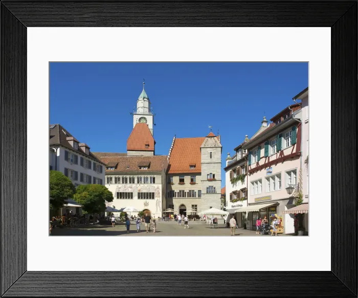 Framed Print : Cityhall and Minster, Ueberlingen, Lake Constance, Baden-Wuerttemberg, Germany