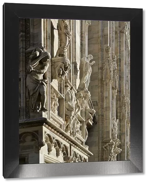 Italy, Lombardy, Statues in the facade of the Milan Cathedral