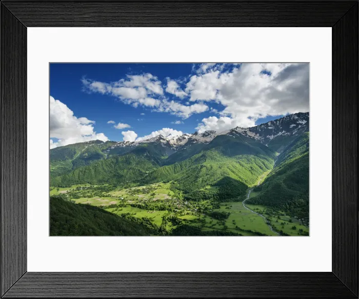 Framed Print : Villages in the Caucasus. A UNESCO World Heritage Site. Upper Svanetia, Georgia. Caucasus
