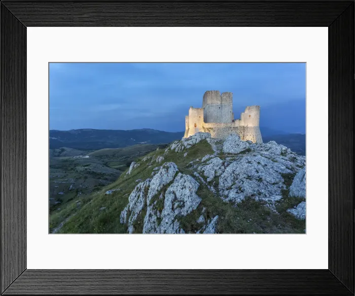 Framed Print : Italy, Abruzzo, Rocca Calascio a medieval castle in the summer night Framed Print : Italy, Abruzzo, Rocca Calascio a medieval castle in the summer night