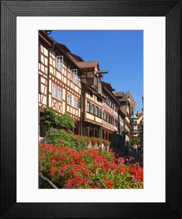 Framed Print : Steiggasse, Old town of Meersburg, Lake Constance, Baden-Wuerttemberg, Germany